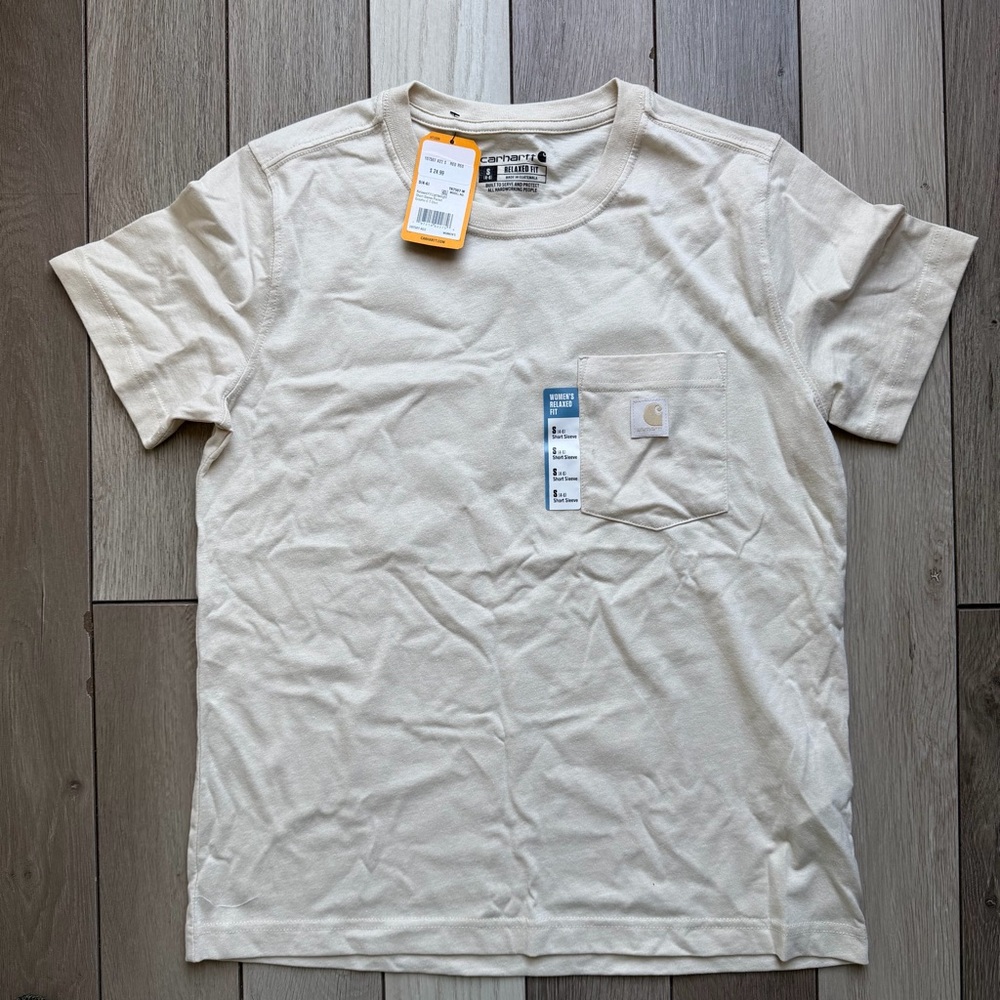 Carhartt Relaxed Fit Pocket T-Shirt Cream Size S NWT - Picture 3 of 6